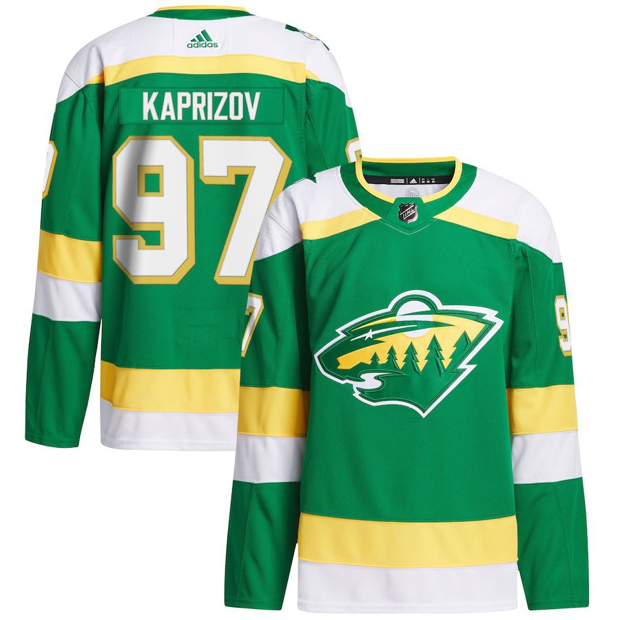 Men Minnesota Wild #97 Kirill Kaprizov adidas Green 2023-24 Alternate Primegreen Authentic Player NHL Jersey